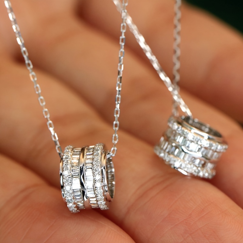 Geometric Circle Pendant Necklace with Sparkling Zirconia